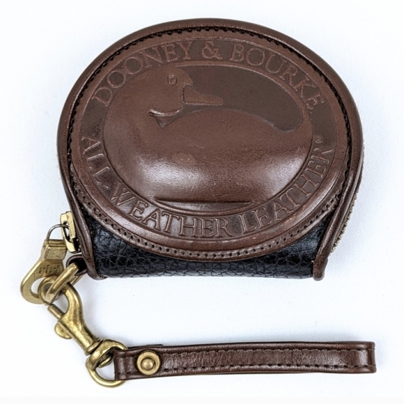 Vintage Dooney & Bourke Big Duck AWL Coin Purse w/Strap Cedar and Black Preppy - Picture 1 of 12